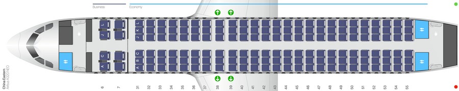 China Eastern Airbus A320neo салон сұлбасы: 158 орын
