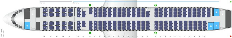 China Eastern Airbus A321-200 салон сұлбасы: 175 орын