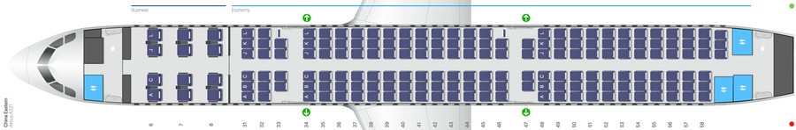 China Eastern Airbus A321-200 салон сұлбасы: 178 орын