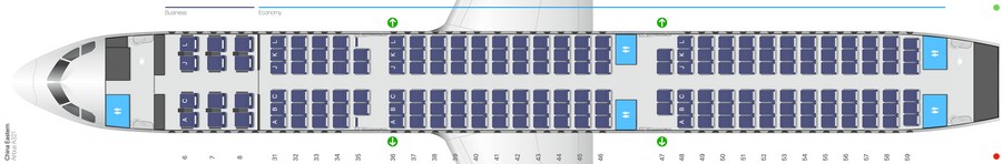 China Eastern Airbus A321-200 салон сұлбасы: 182 орын