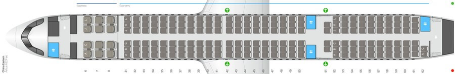 China Eastern Airbus A321neo салон сұлбасы: 198 орын