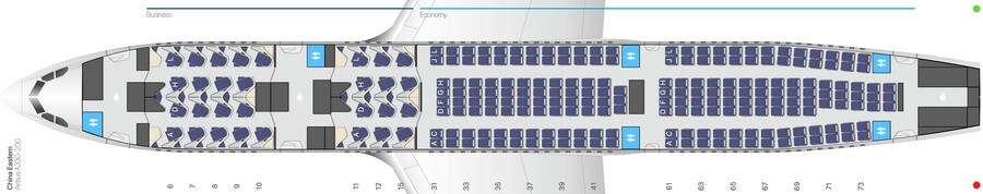 China Eastern Airbus A330-200 салон сұлбасы: 232 орын
