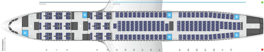 China Eastern Airbus A330-200 салон сұлбасы: 234 орын