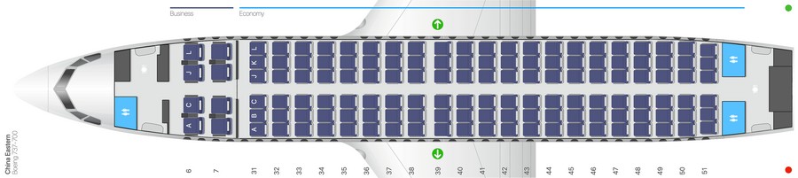 China Eastern Boeing 737-700 салон сұлбасы: 134 орын