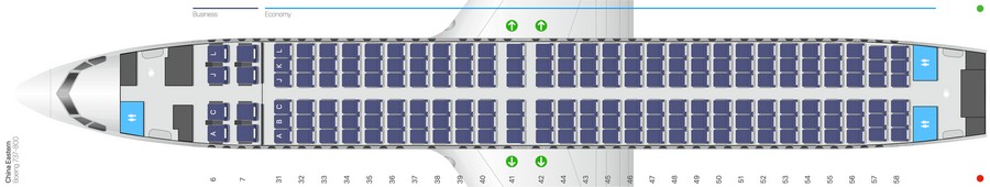 China Eastern Boeing 737-800 салон сұлбасы: 176 орын