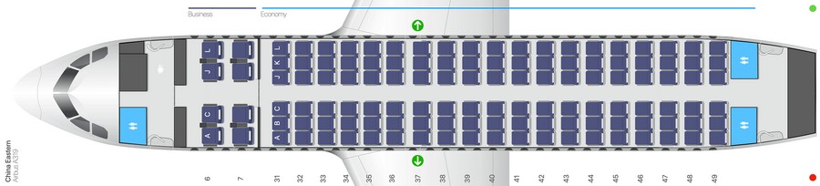 China Eastern Airbus A319-100 салон сұлбасы: 122 орын